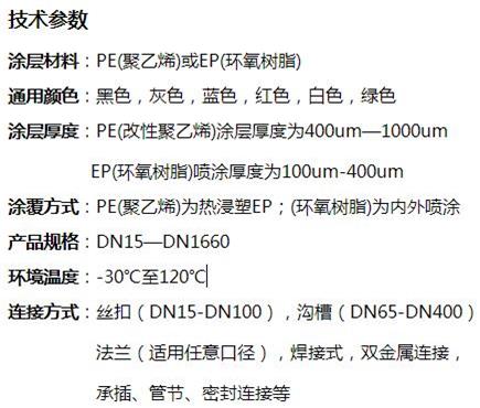 山西外PE内EP涂塑钢管技术参数